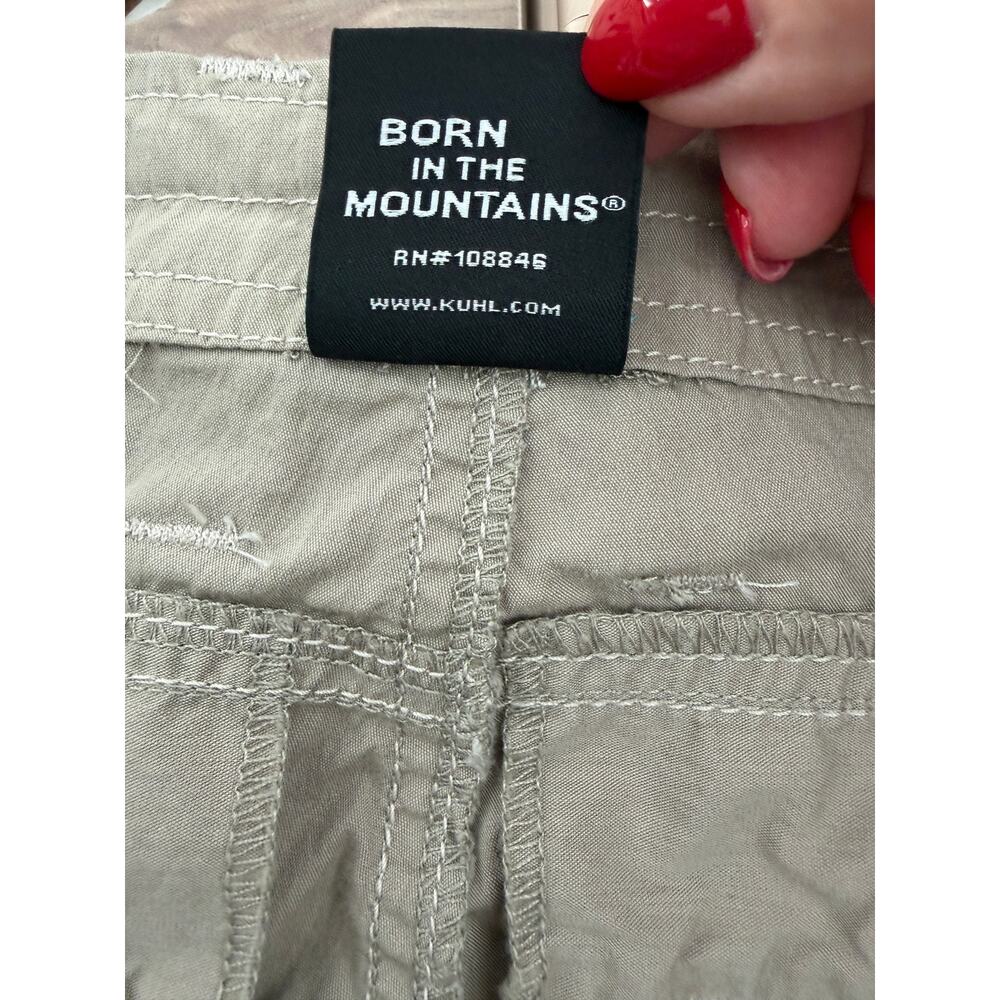 KUHL Tan Cargo Hiking Shorts 8 Long Capri Contrast Stitch Stretch Trail Pants - Picture 9 of 10